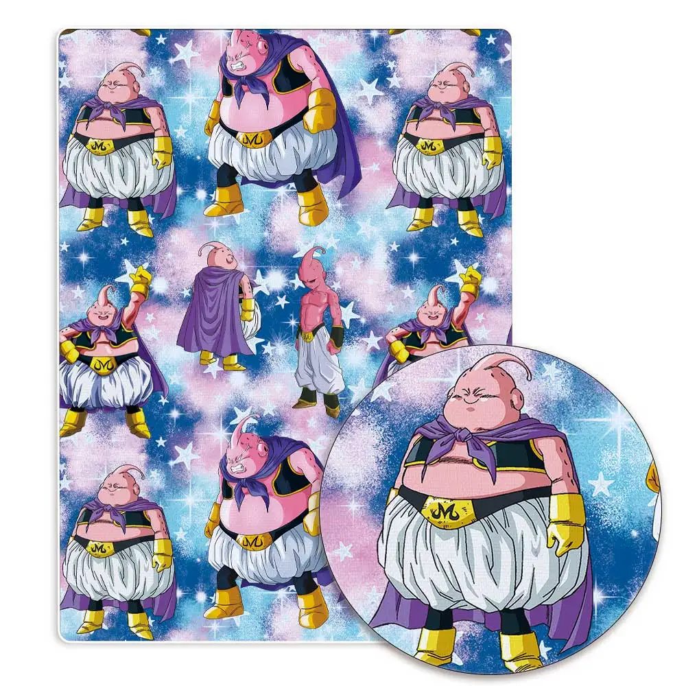 Tela de poliéster y algodón con estampado de dragon ball para niños, tejido de retales de 140x50cm con estampado de Anime para costura de vestidos de bebé