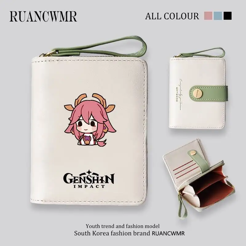 Genshin Impact Anime Yae Miko Game Merchandise Birthday Gift Wallet Coin Purse Unisex Student Foldable Card Holder Ani