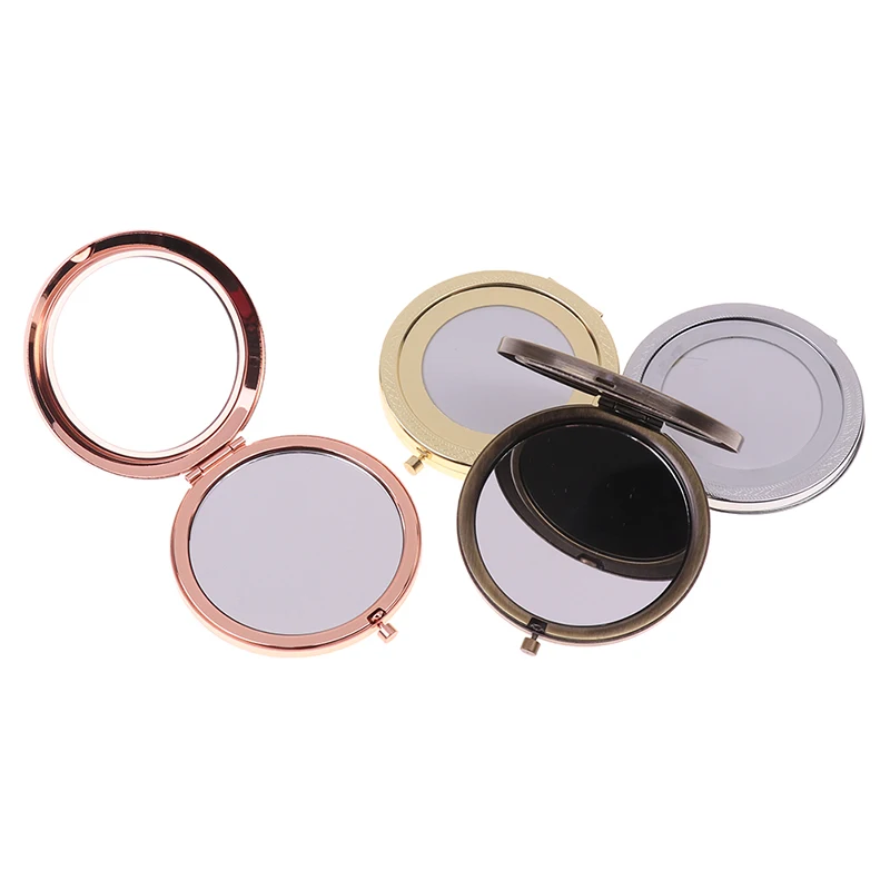 Mini miroir de maquillage carré vintage pliable, vanité portable, double face, compact, cosmétique de poche