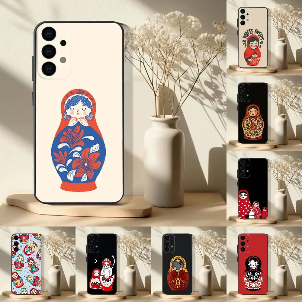 

Чехол для телефона с матрешкой Russian Dolls для Samsung S 25,24,23,22,30,21,10,9,Ultra,Plus,Lite,FE,4,5G, черный мягкий чехол