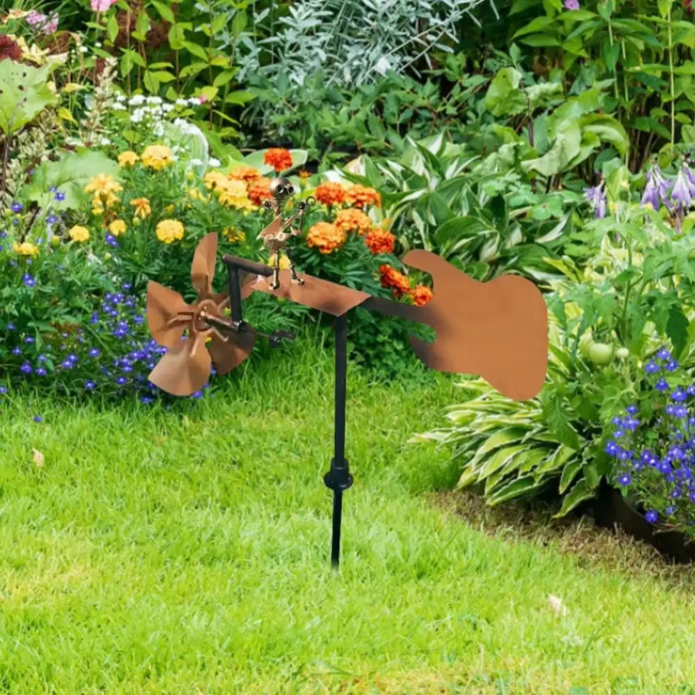 

Metal Wind Spinner Handmade Metal Drummer Windmill Durable Creative Percussionist Figurine Funny Rockin Art Figurine