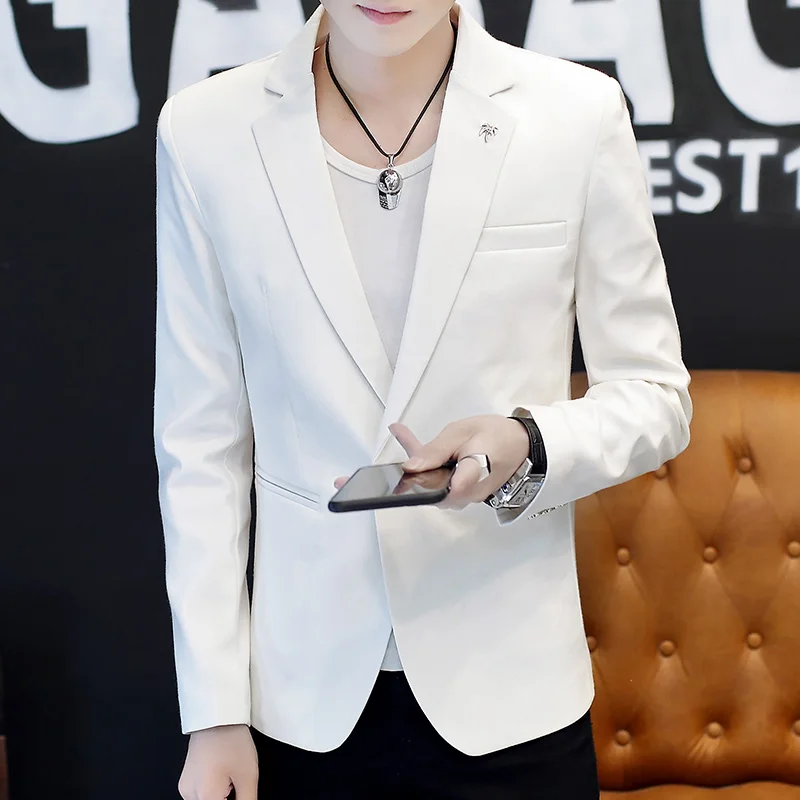 

Новый осенний мужской однотонный маленький костюм, повседневный однобортный костюм Faion Busin Sle Stand Fit Long Sve на одной пуговице