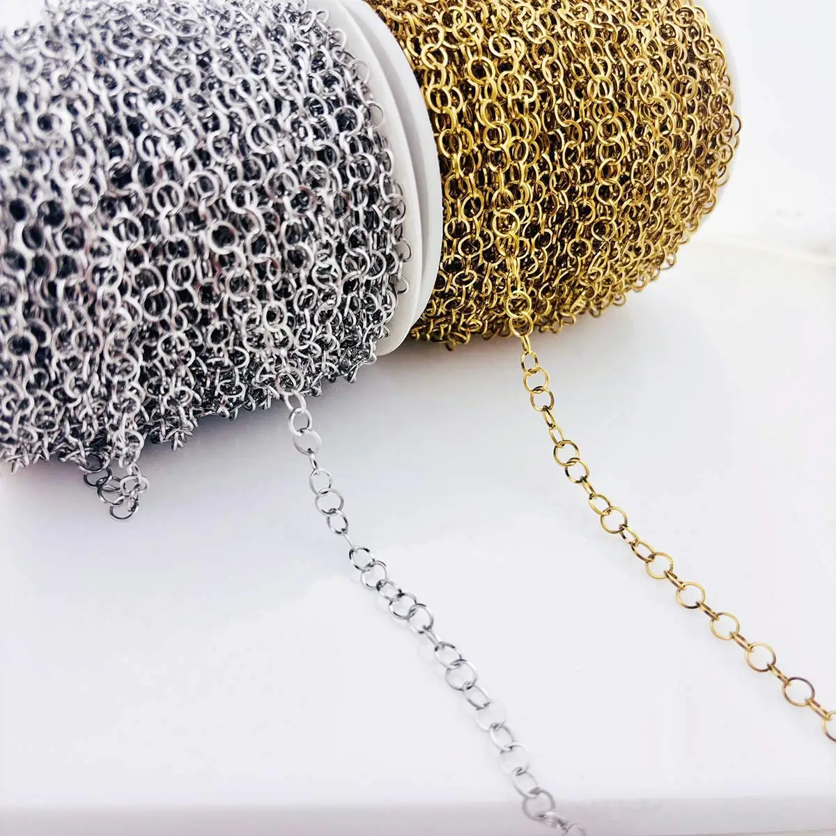 

5M New Stainless Steel Link Chain Simple O Round Circle Bracelet Hairpin Tassel Necklace DIY Handicrafts Accessories