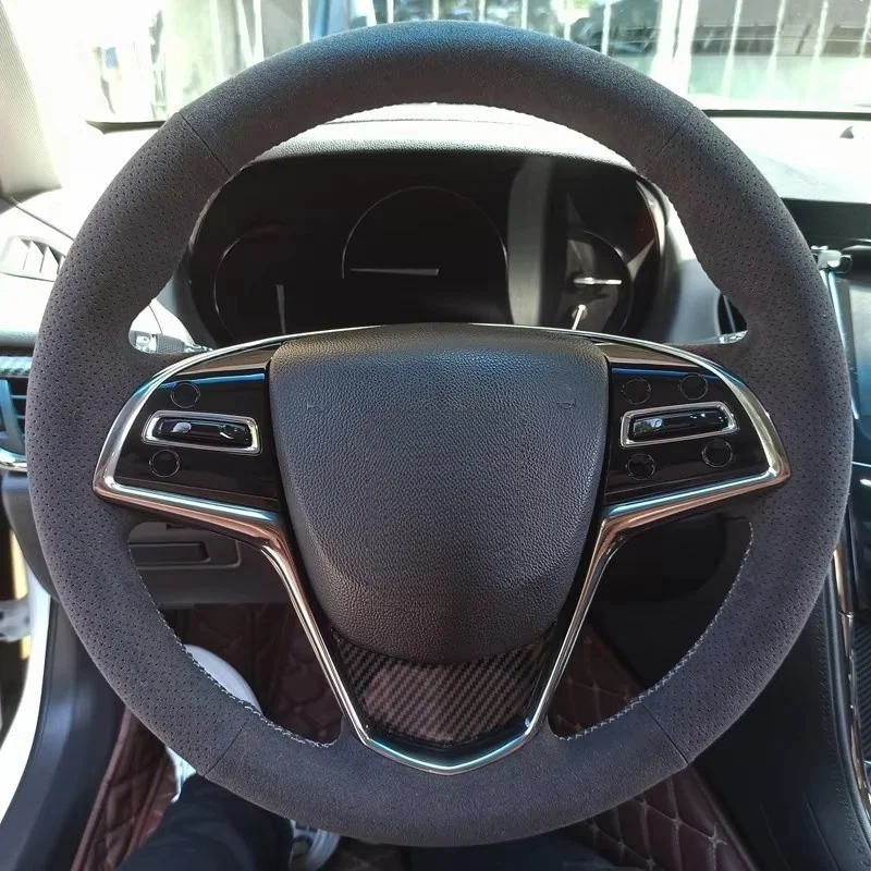 

Customize Soft Suede Leather Car Accessories Steering Wheel Cover For Cadillac CTS 2014 2015 2016 ATS 2013 2014 2015 Car Interio