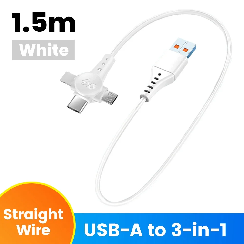 3 In 1 Usb Fast Charging Cable 6a 1.5m Car Spring Data Cable Suitable For Iphone Android Extended Telescopic Charging Cable