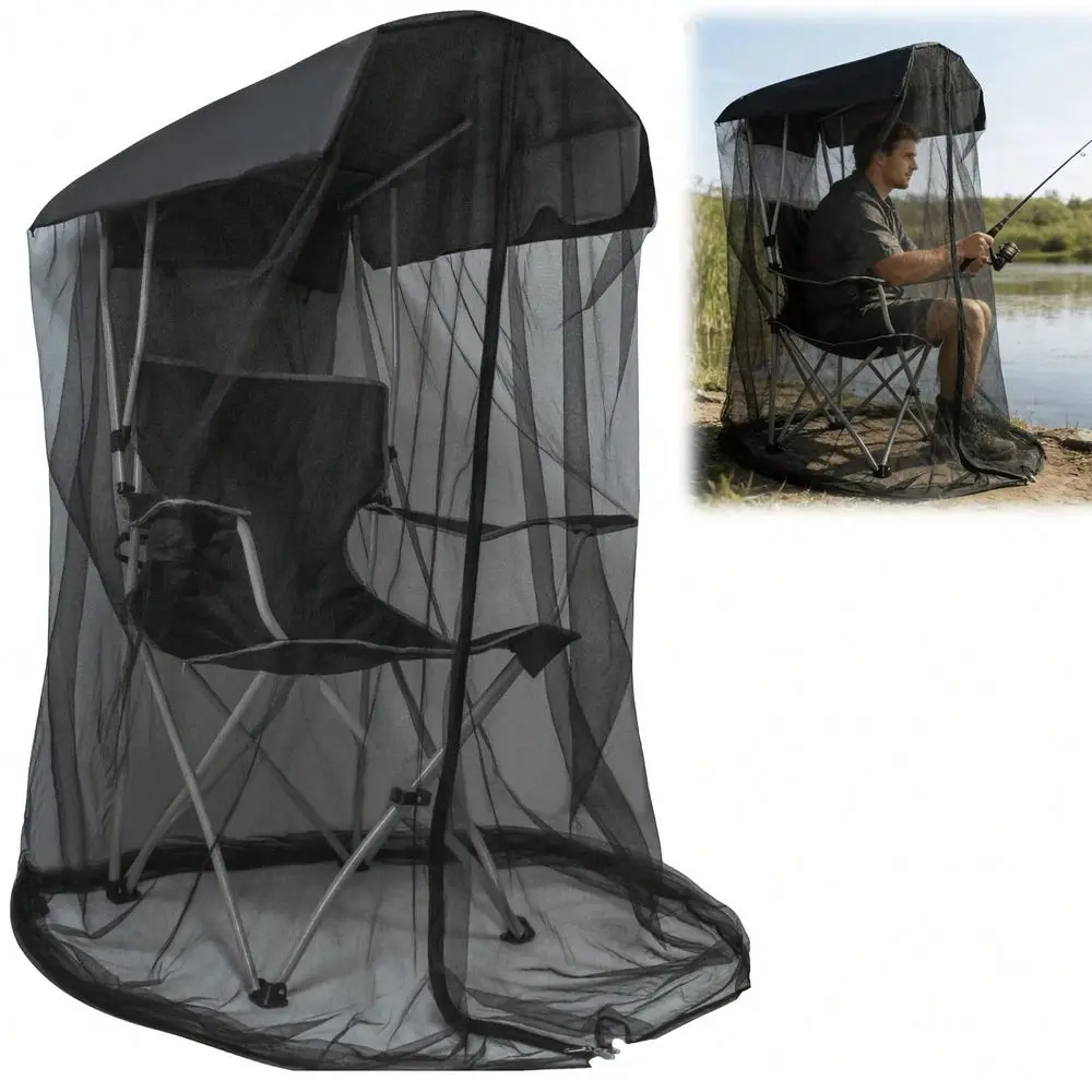 

Lamp Outdoor Camping Fishing Mosquito Net Cover, With Zipped Opening, Waterproof Canopy. Does Not Include Chair. Used For Sunsh