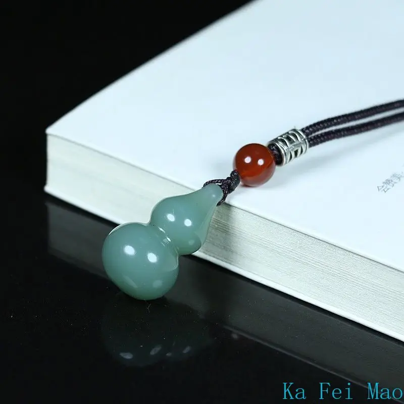 New Arrival Step-by-Step Promotion Pendant Hotan Jade Greenish-Blue Gourd Necklac Fashionable Personalized Jewelry Gift 4