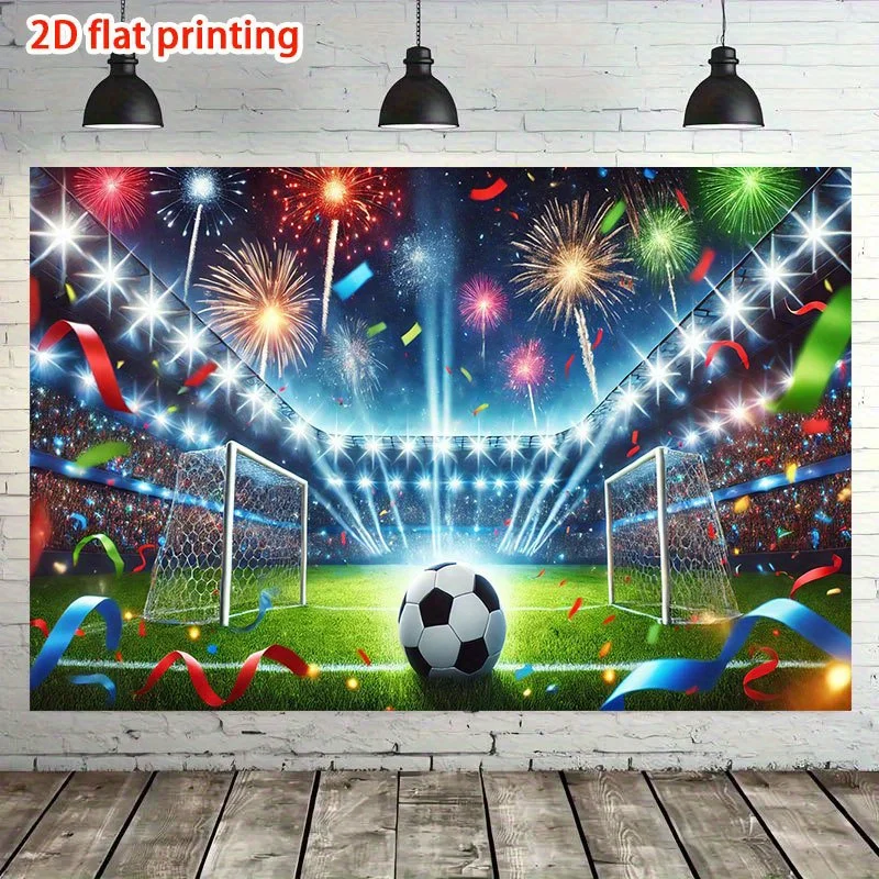 Football Stadium Tapestry - Soccer Field, Goal Post,  Sports Celebration Wall Art, Game Room Man Cave, Multiple Sizes