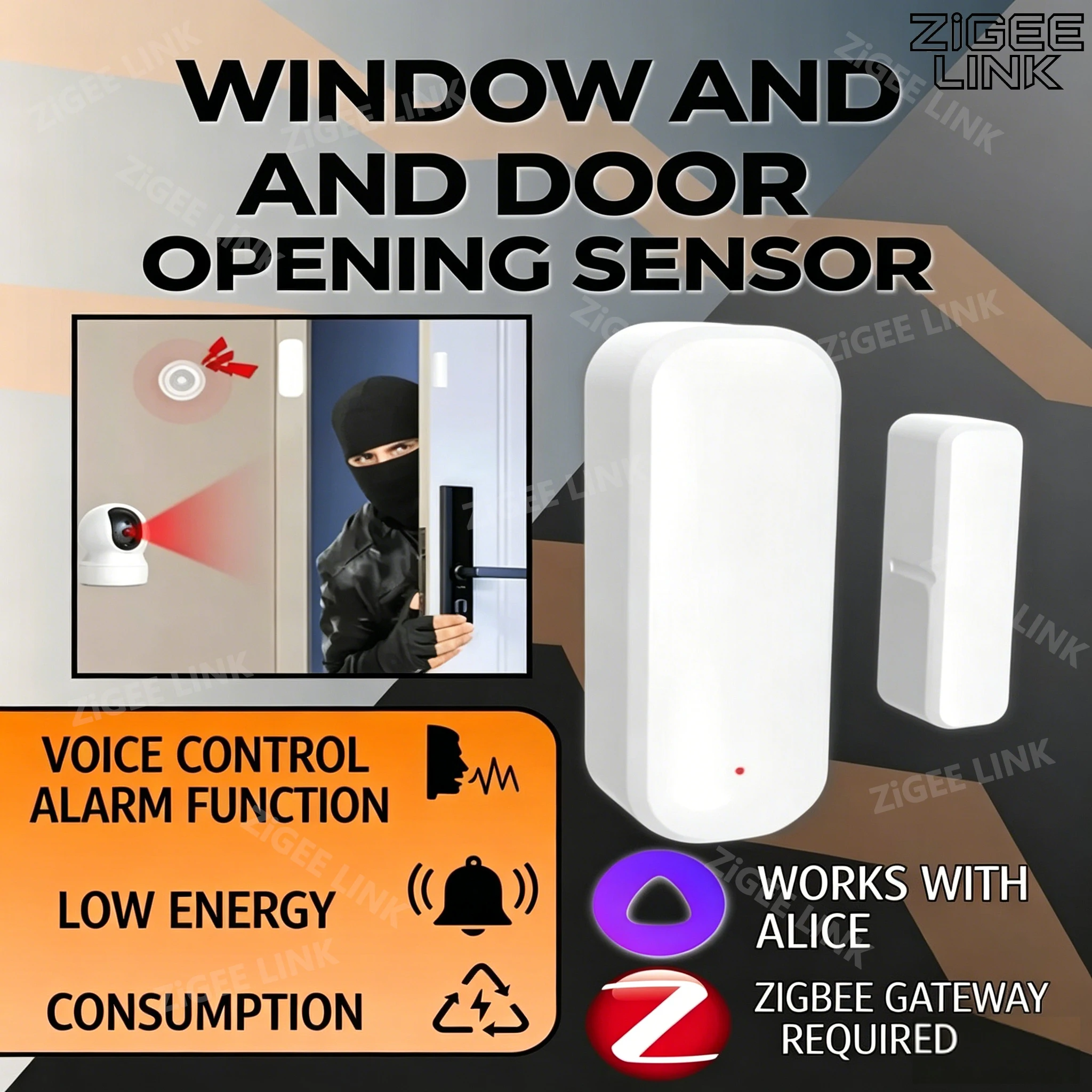 

Датчик открытия/закрытия двери/окна Zigbee с дистанционным управлением через приложение Tuya, совместимый с Tuya, Alexa, Google Assistant