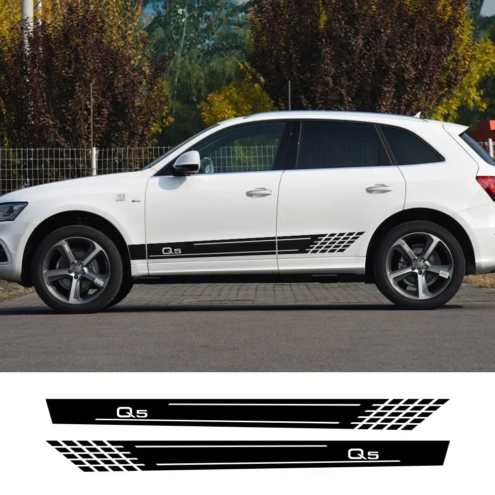 

2pcs Car Side Door Stickers Vinyl Film Auto Sport Decal For Audi Q5 8R 35 40 55 TFSI e 2.0T 3.0T L4 V6 Sportback Car Accessories