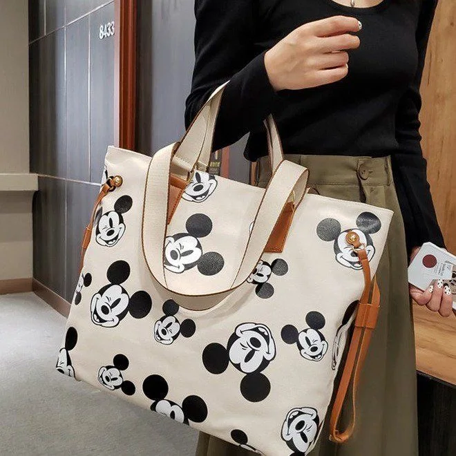 Sac à provisions Cartoon Mouse Disney pour femme, sac Canva, grande capacité, One Initiated