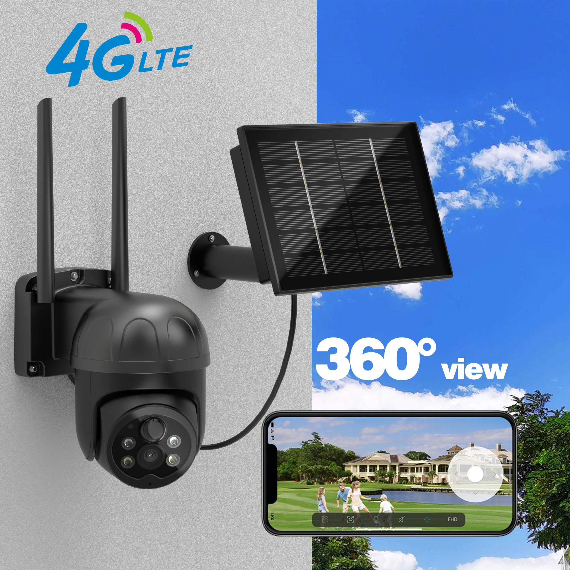 Solar IP 4G Camera Outdoor With Battery GSM Sim Card Video Surveillance System Wireless Cctv Solar Powered Solar Camera For Home