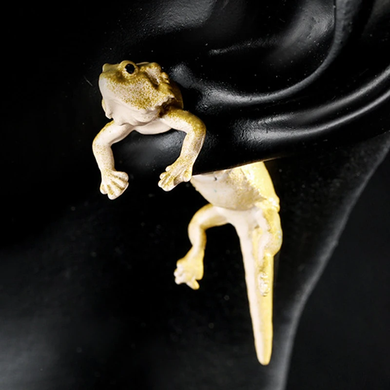 1 Pair Hip-hop Fashion Animal Lizard Frogs Stud Earrings, For New Year Christmas Party Birthday Lovers Gifts