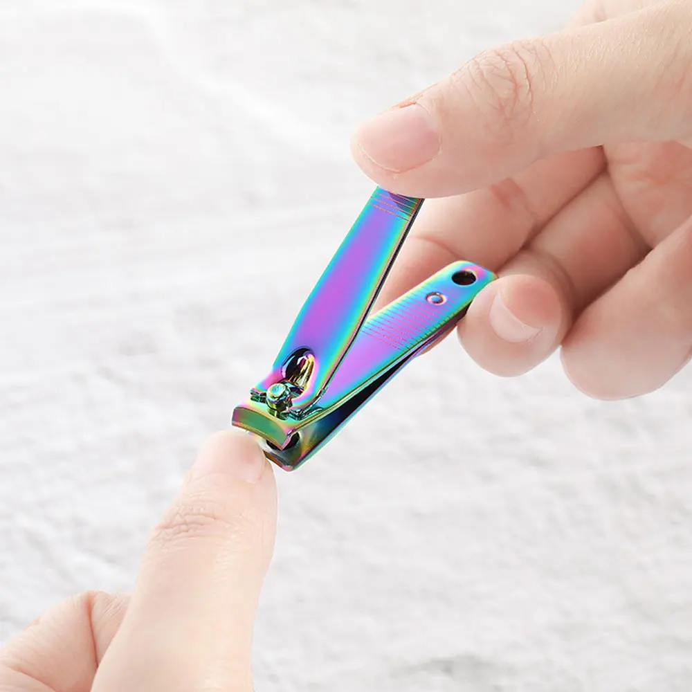 1pcs Rainbow Nail Clippers Titanium Nail Clippers Stainless Steel Sharp Toenail Clippers Flat Mouth Nail Trimming tools
