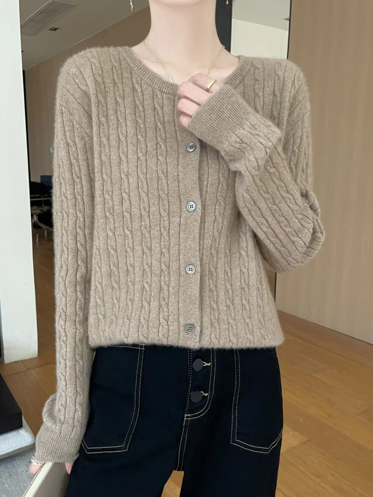 Early Autumn Boutique Knit Cardigan Round Neck Thin Casual Fashion Loose Comfortable Long Sleeve Cardigan For Women-ZD3001