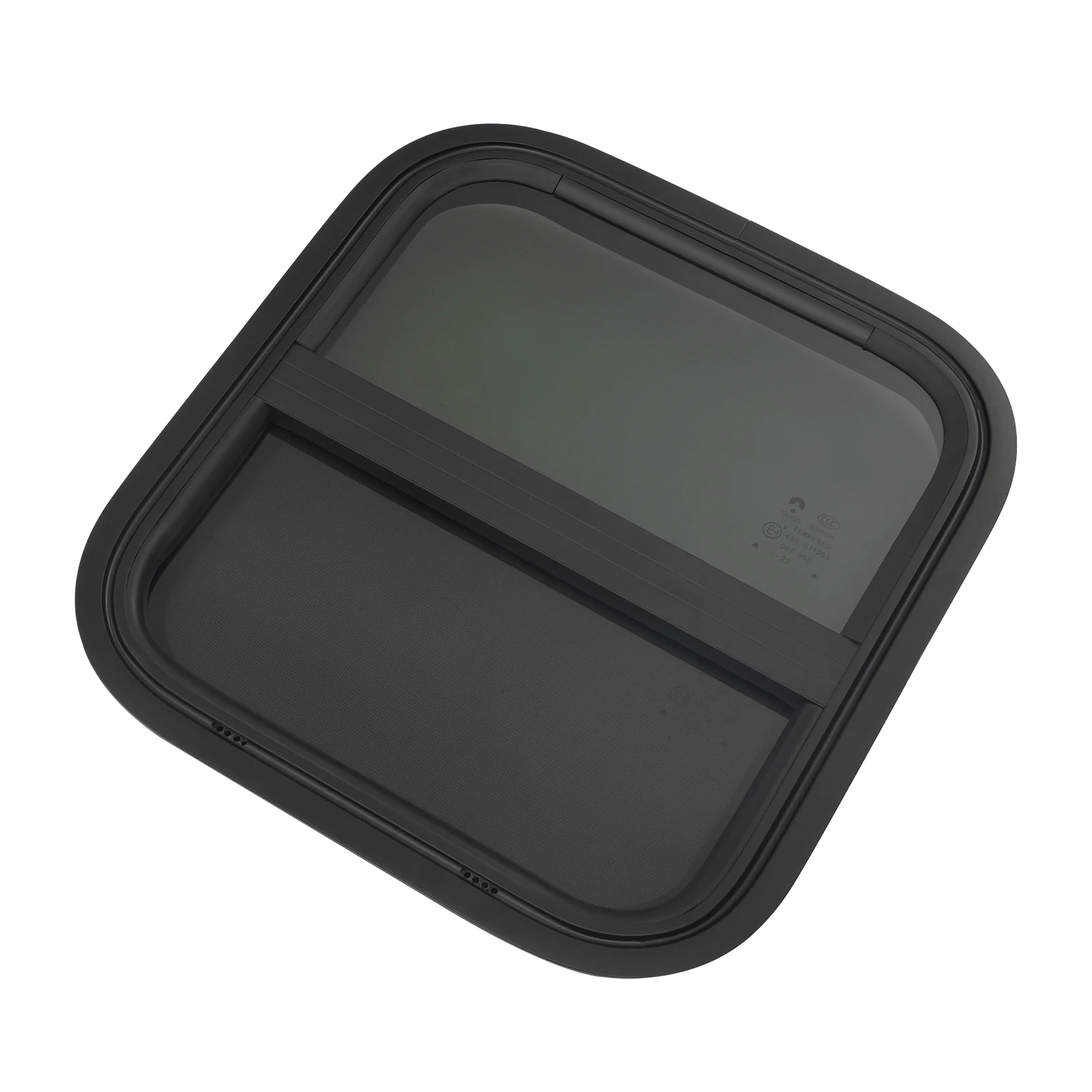 نافذة RV، نافذة منزلقة عمودية سوداء، عالمية لتخييم المقطورة مقاس 14 بوصة × 16 بوصة، استبدال فتحة تهوية الحائط مع قفل خصوصية للشاشة #5