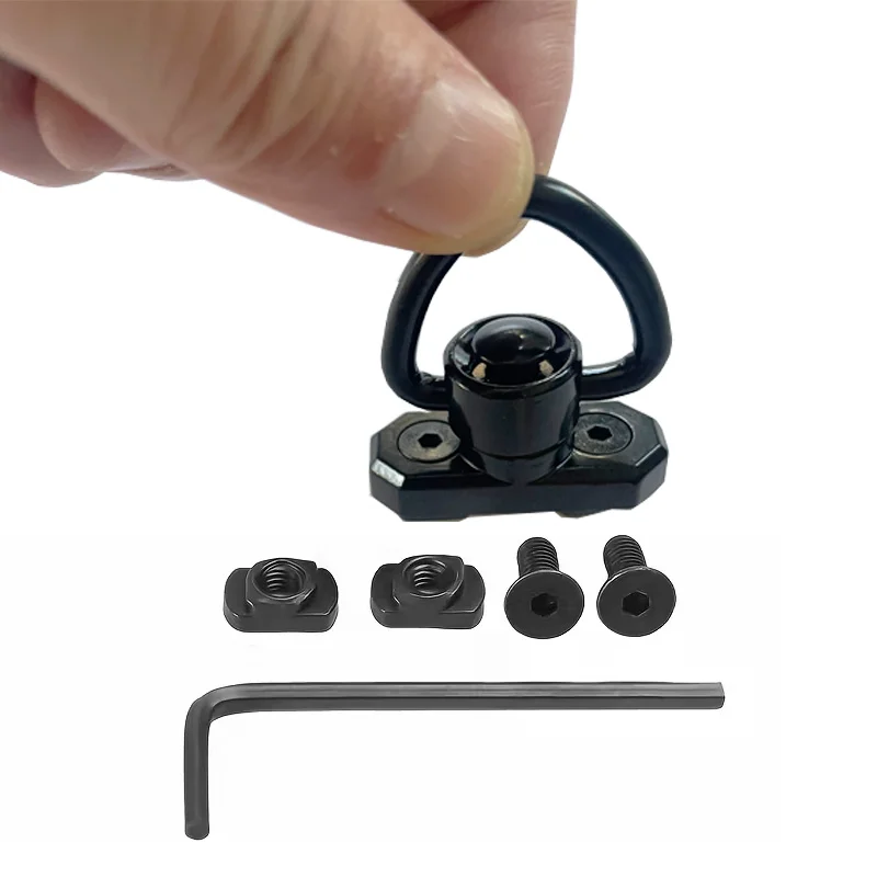 ชุดสายสะพายแบบสองจุด QD จำนวน 2 ชิ้น พร้อมตัวหมุนสายสะพายขนาด 1 นิ้ว ตำแหน่งจุดยึด 8 จุด 45 องศา °   การออกแบบการหมุน สำหรับการล่าสัตว์ อุปกรณ์เสริมปืนของเล่น