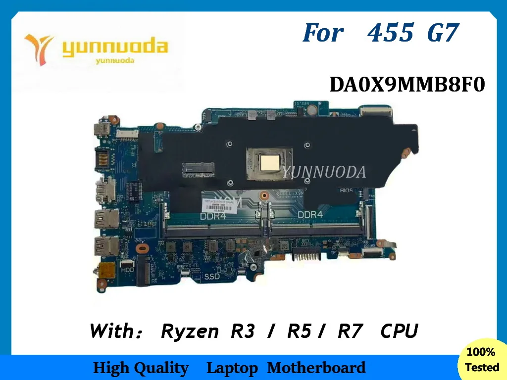 DA0X9MMB8F0 For HP ProBook 445 455 G7 Laptop Motherboard  With Ryzen5 4500U R3 R7 CPU L98554-601 DDR4 100% Tested