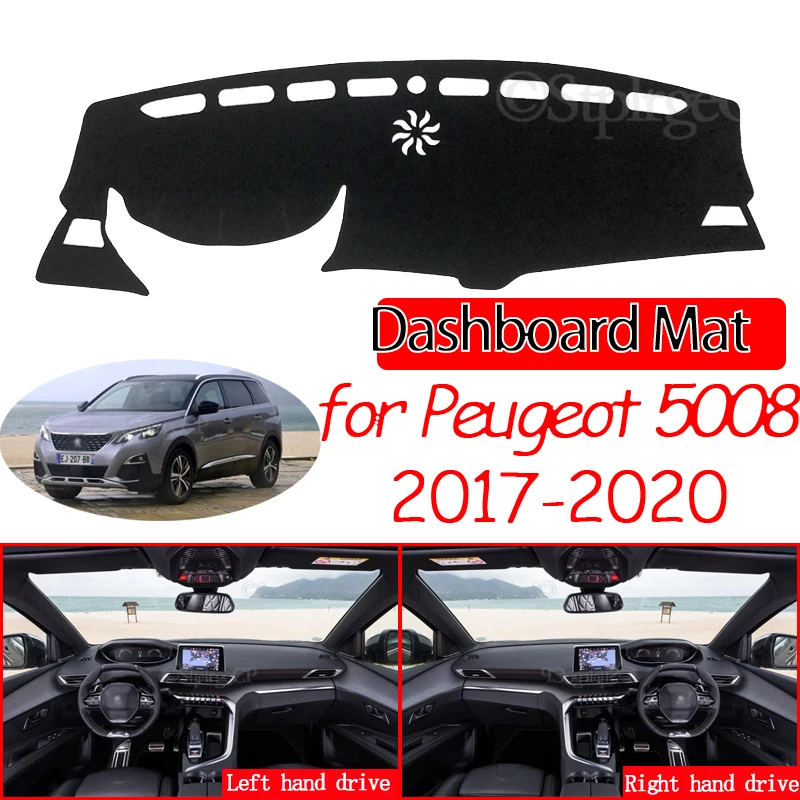 

Аксессуары для ковров с защитой от ультрафиолета для Peugeot 5008 2017 2018 2019 2020 MK2, противоскользящий коврик для приборной панели, солнцезащитный коврик для приборной панели