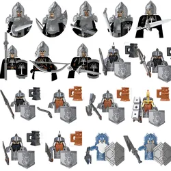 Blocchi di costruzione militare Solider figure armi Elven Warriors Orcs nani cavalieri Legions scudi accessori spade Mount