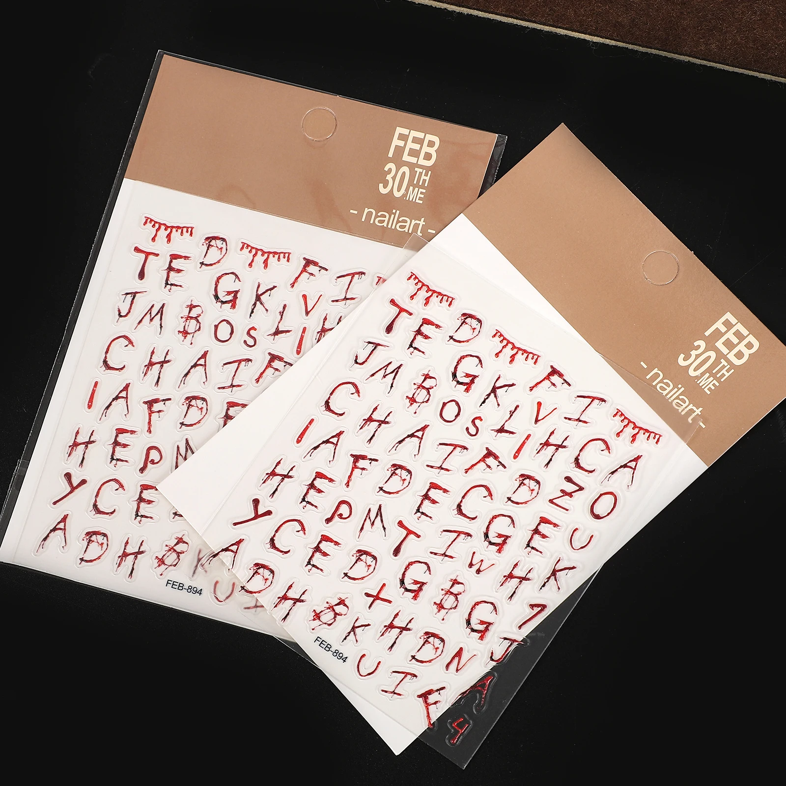 2 Pcs/set Vintage Horror Letters Landscape Devil Pumpkin Nail Patch Sticker Creative DIY Journal Material Collage Stationery