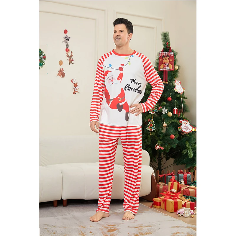 Christmas Pajamas Matching Family Outfits 2025 News Adult Kid Pajamas Clothes Set Baby Rompers Casual Sleepwear Xmas Family Look