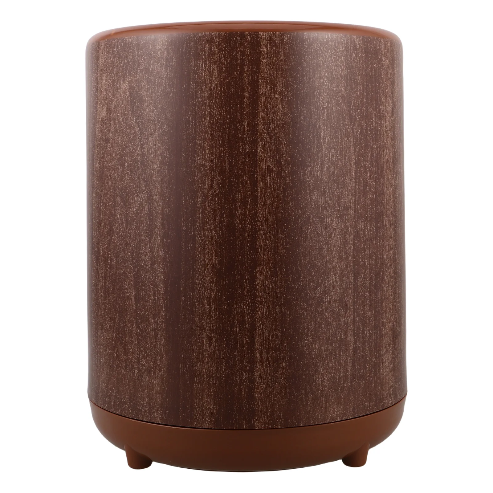 

12L Round Lidded Trash Bin Wood-Like Finish Slim Waste Basket for Bathroom Kitchen Office Indoor Use Modern Decorative Garbage