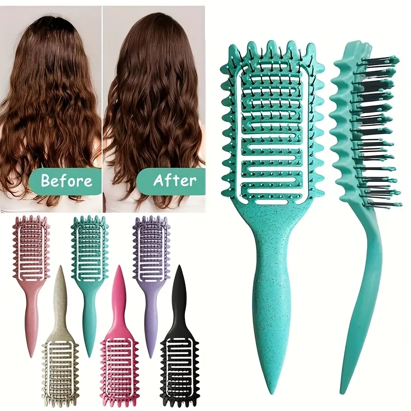 1Pc Curl Define Styling Brush Curling Comb Hair Massage Hairbrush for Salon Hairdressing Tools Reduces Pulling And Easy To Use
