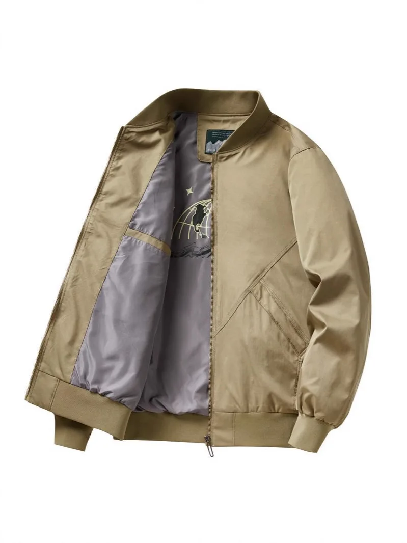 Cotton WorkJacket Men's Retro Green plus size Denim Jacket 2024 Spring MA-1 Tactical Windproof Baseball Suit Coat