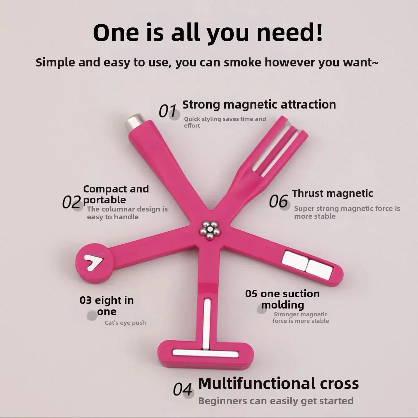 8-in-1 Nagelmagnet-Stift, Multifunktionales Magnetwerkzeug für Cat Eye Gel Polish und Glasnagelperlen – Detail 2