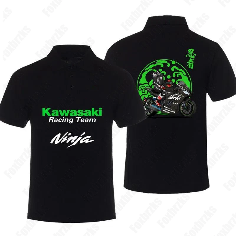 24/25 Polo Shirt Summer Boy Kawasaki Motorcycle Kawasaki Printed Men  Motorcycle Lovers Short Sleeve Kid/Adult Street Top