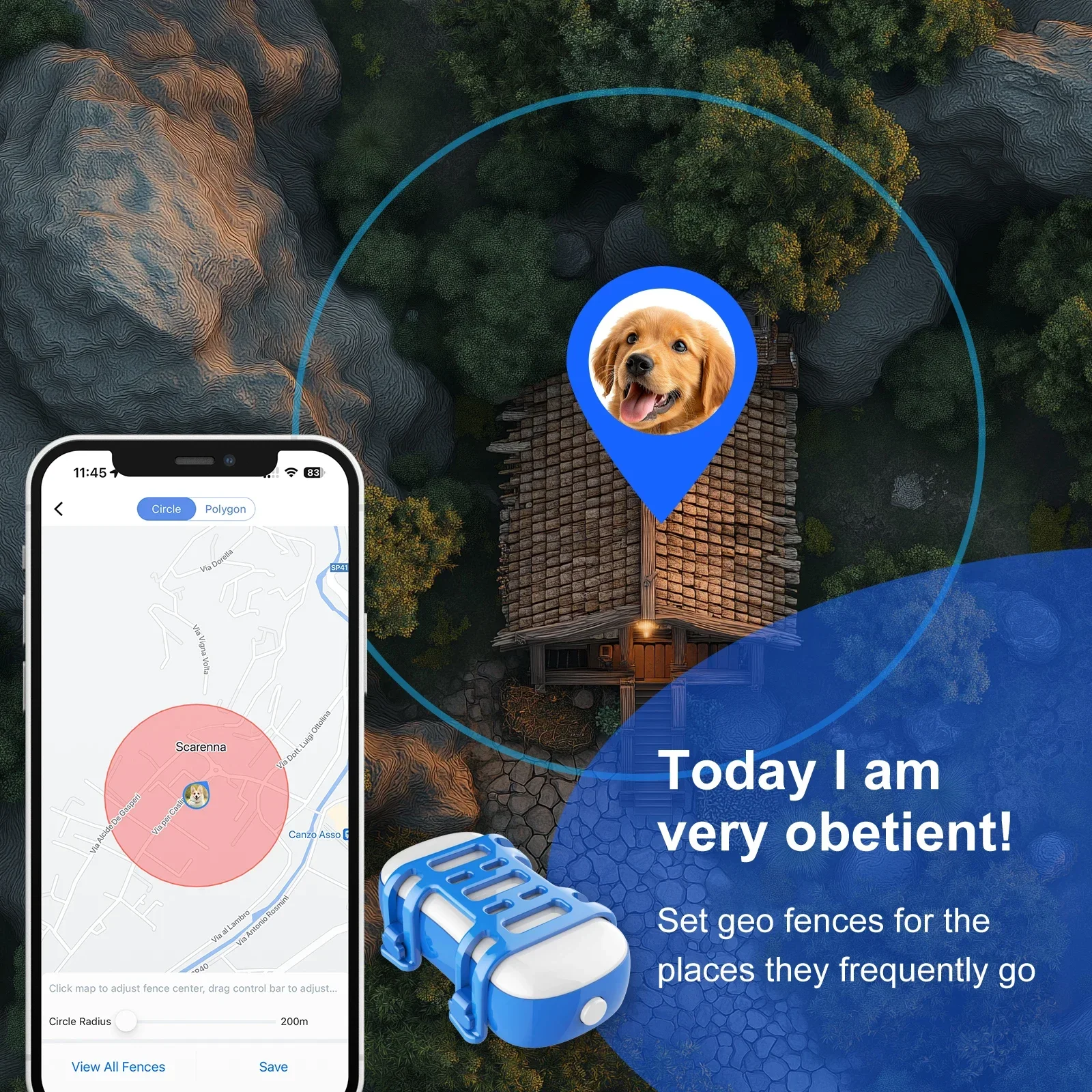 

‌4G animal gps pet Tracker for dog cat Waterproof Smart Locator with Beep Sound Light Optional Collar for Safe Tracking