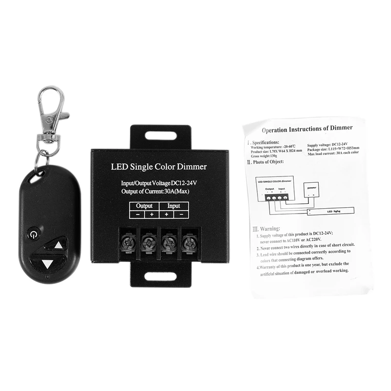 

10X 30A Single Channel Leddimmer Controller With 3 Key Wireless RF Remote Control For Single Color 5050 3528 LED