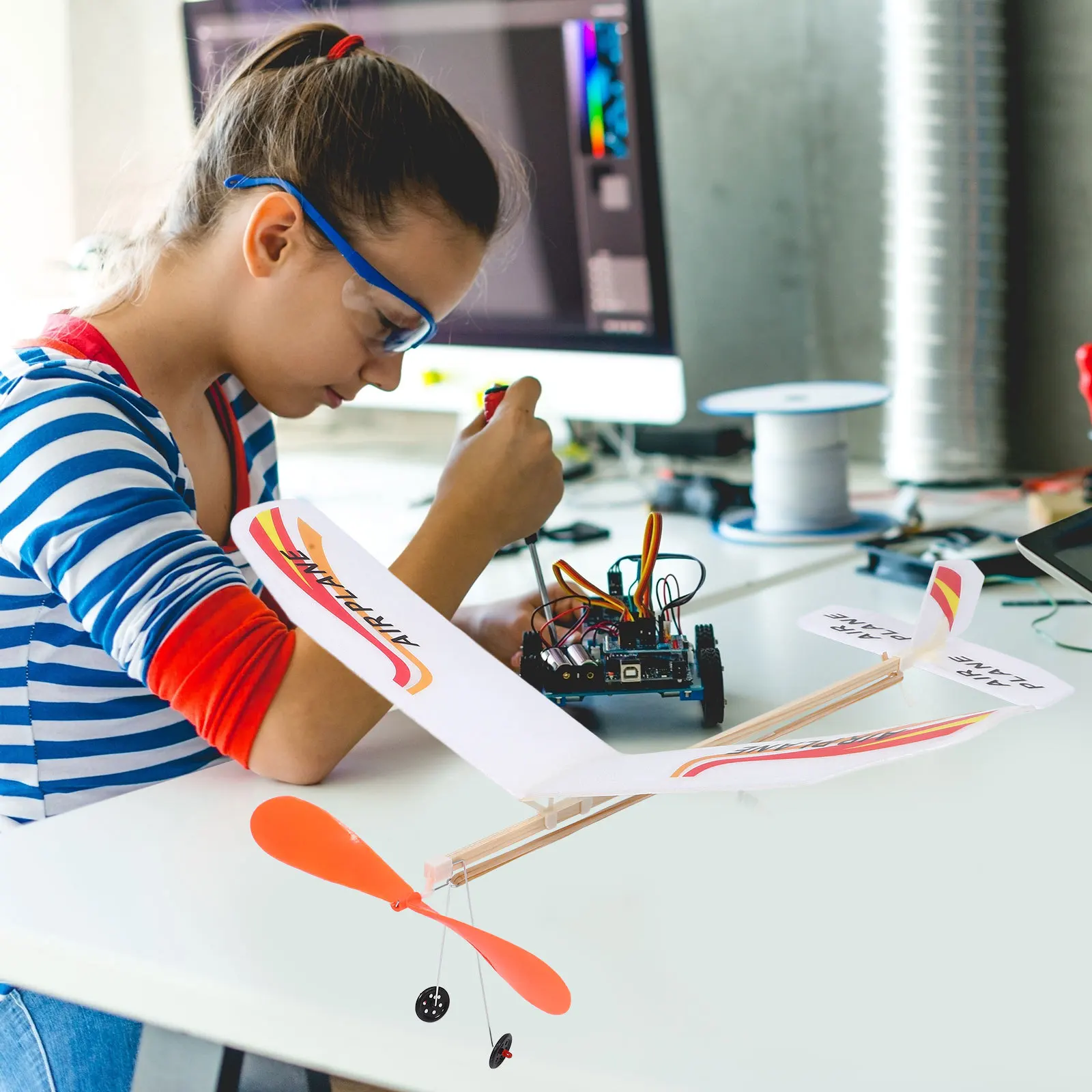 

1 set 1 Set Band Powered Airplane Kit Small Glider Plane For Kids Outdoor Flying Small Airplane For Kids Diy Assembly Model