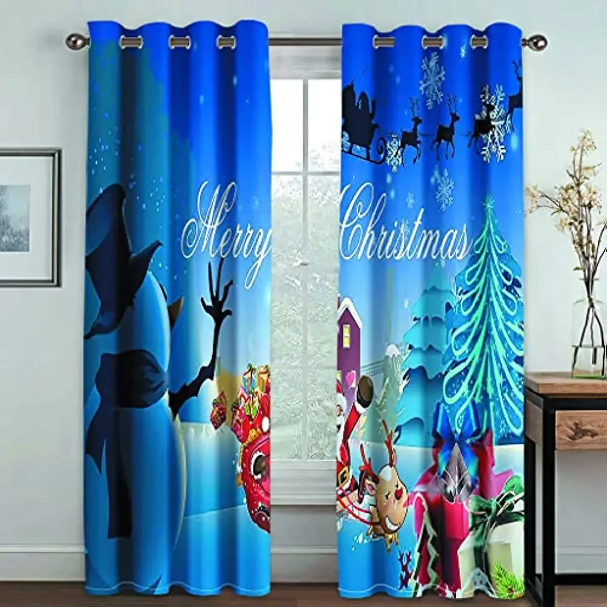 Santa Claus Christmas Blackout Curtains Bedroom Living Room Kitchen Drapes Window Treatments Xmas Navidad Natal Home Decoration