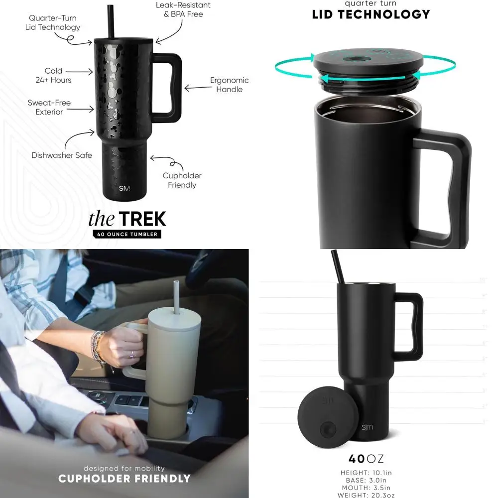 

40oz Insulated Stainless Steel Water Bottle with Handle, Straw Lid, and Mickey Icon - Trek Collection, Reusable Travel Mug for M