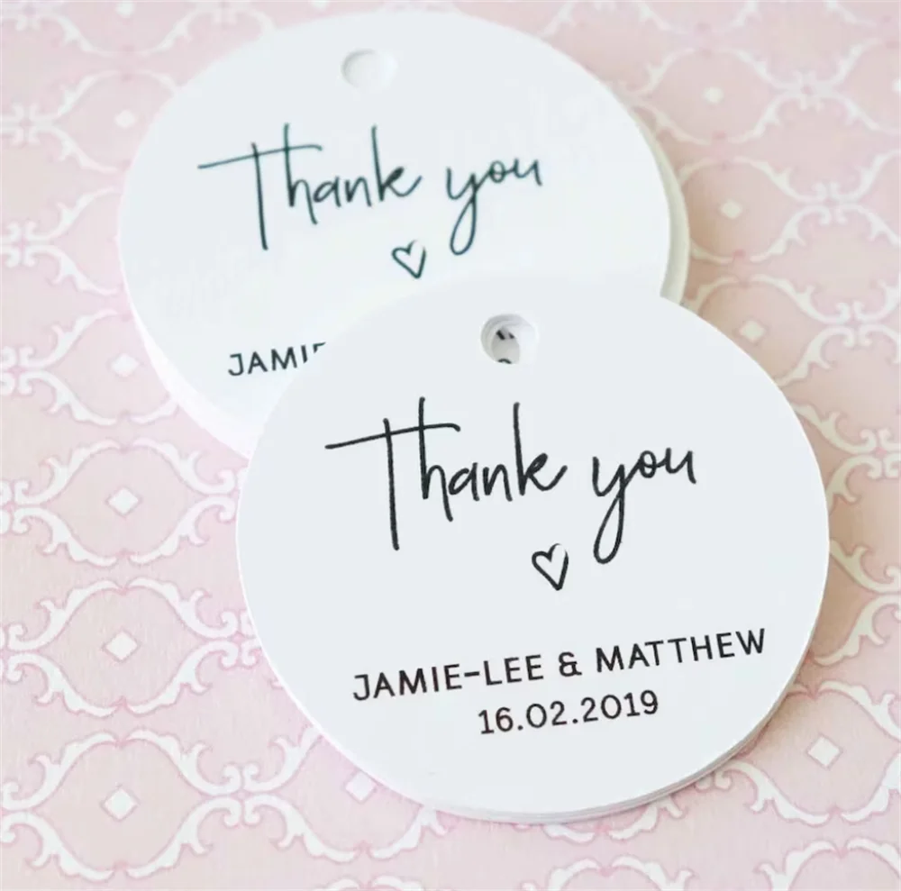 50pcs Personalised Thank You Round Tags 1.8