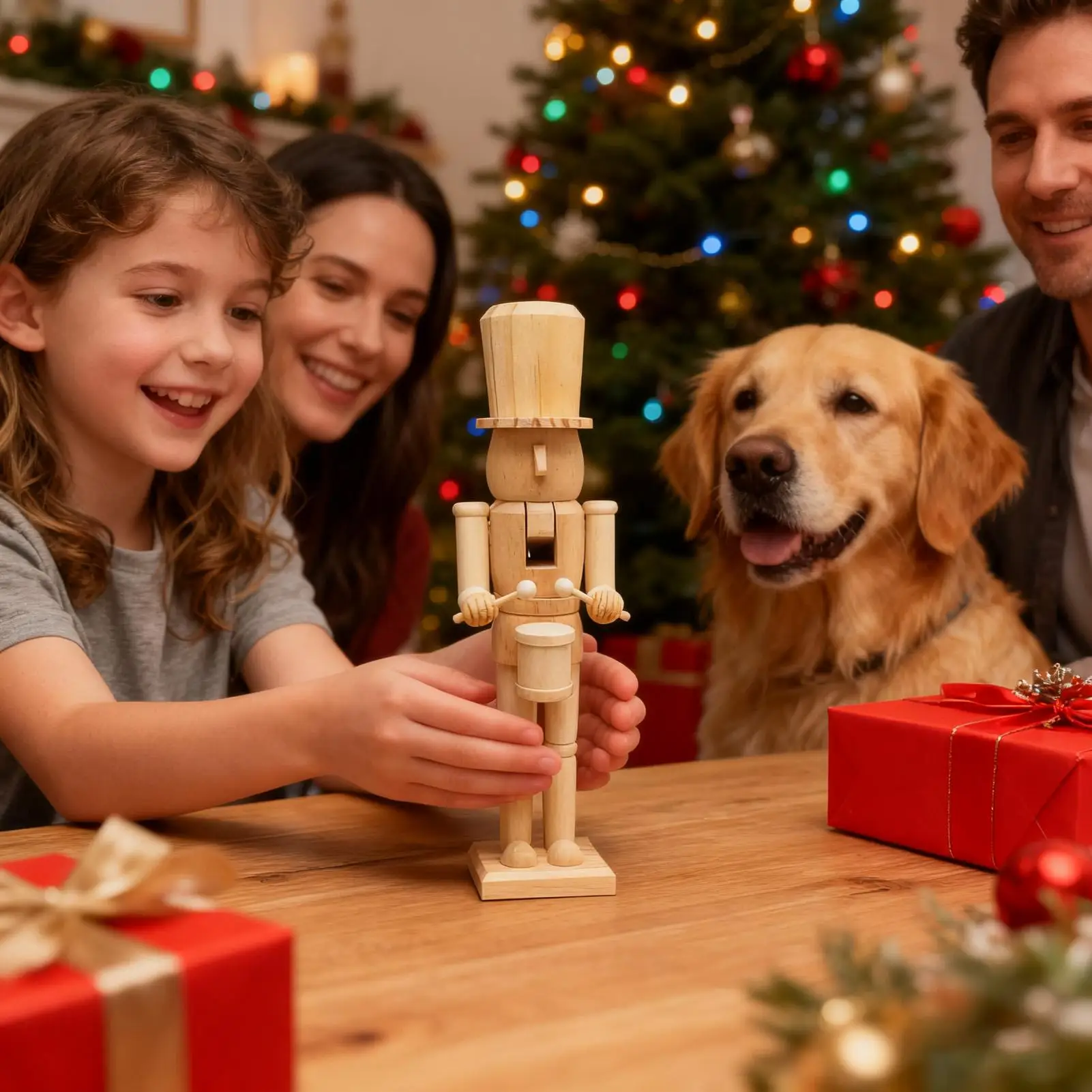 Nutcracker Decor 38cm Wooden Festive Figurine Christmas Wood Tabletop Nutcracker For Holiday Party Kitchen Shelf Bedroom Living