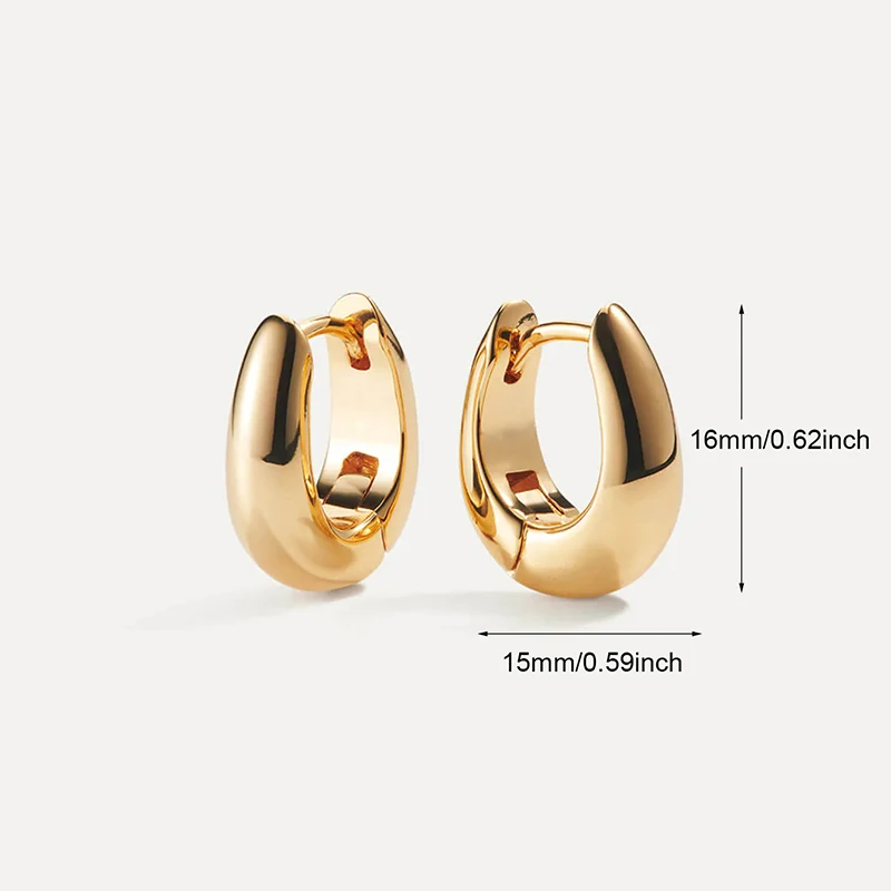 TIANDE Gold Color Classic Big Hoop Earrings For Women Exquisite Zircon Smooth Piercing Huggies Earrings 2023 Fashion Jewelry