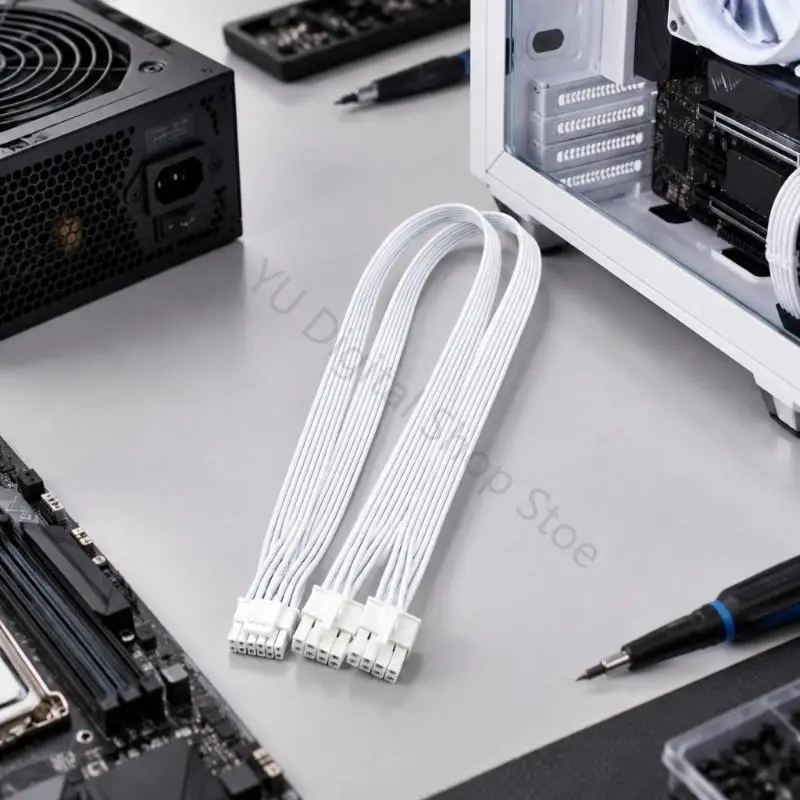 96BA GPU Power Cable for Type 3 and Type 4 with PVC Outer Cover, Flat Wire Form, and Two 8Pin Plugs for Internal Installation