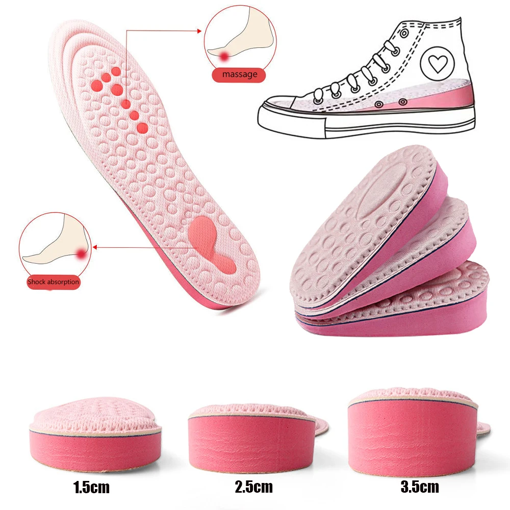 

Invisiable Height Increase Insoles for Shoes Women Men Memory Foam Massage Soft Shoes Sole Pad Shock Absorption Shoe Insole