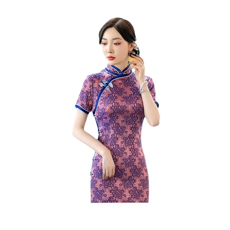 Cheongsam Evening Party High-End Retro Sexy Jacquard Special-Interest Engagement Waist-Tight Catwalk Bottoming Dress Artistic