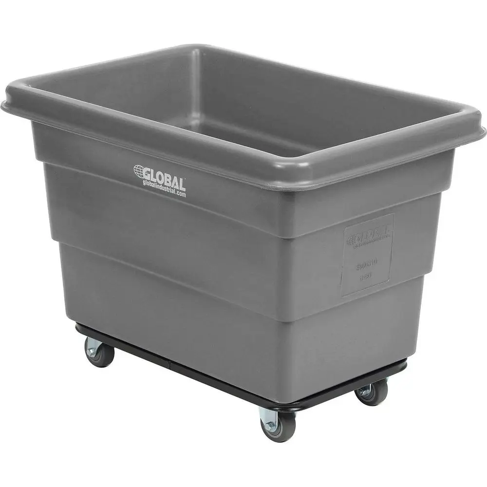 

6 Bushel Plastic Bulk Box Truck with Steel Chassis, 800 lbs. Capacity, Rubber Casters, Gray, 33.4L x 23W x 24.5H