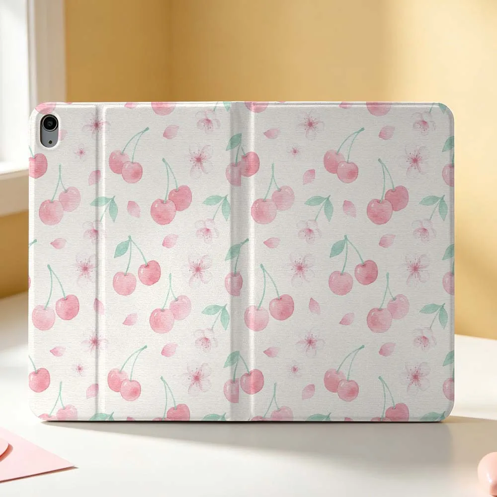Pink Cherry Design For Apple iPad Pro Mini A16 A17 A14 4 5 6 7 6th 12th Gen 9.7 12.9 11 13 M4 inch Tablet Case Pen Tray