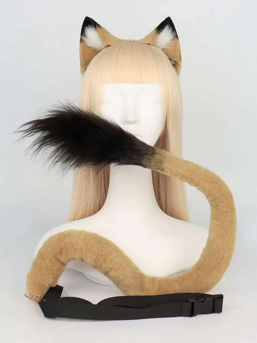 キングライオンテールイヤーセット明日ドライメンバーベナアニマルイヤーヘアクリップヘッドウェアアクセサリーテールオーナメントコスプレパーティー用
