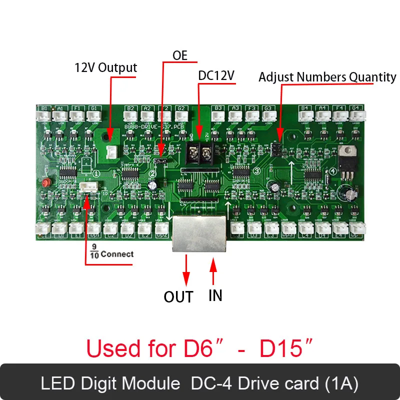 

Number Digital Module Driver card For 6 Inch To 24 Inch Segment Digital Module LED Digatal DC-4 Drive card Suit to Time Price