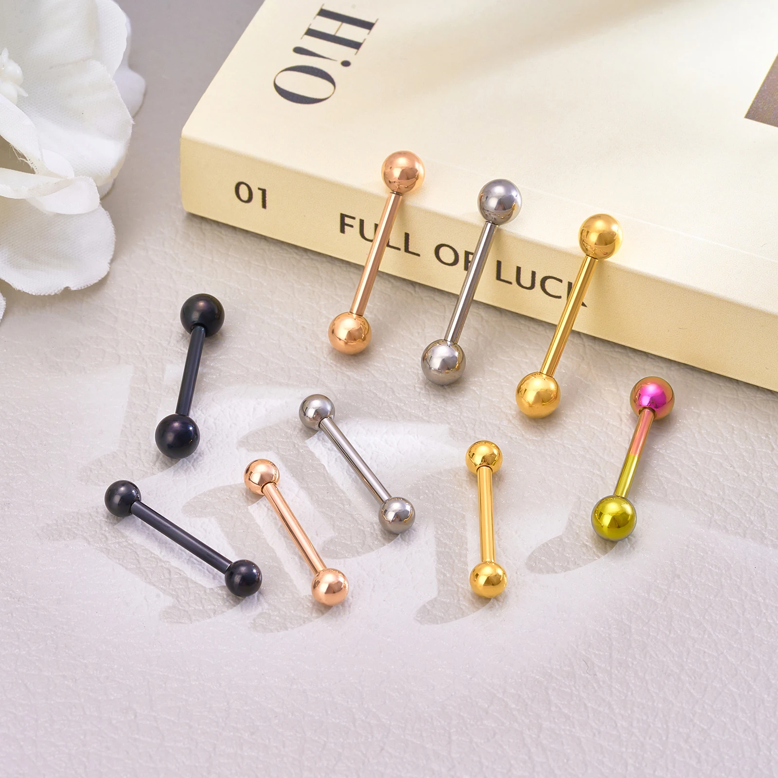 1/10 Stück Externer/Interner Gewinde-Piercing-Schmuck aus G23 Titan, 14G 16G, langer Industrial Barbell Ring, Zungenpiercing, sexy Barbell – Detail 19
