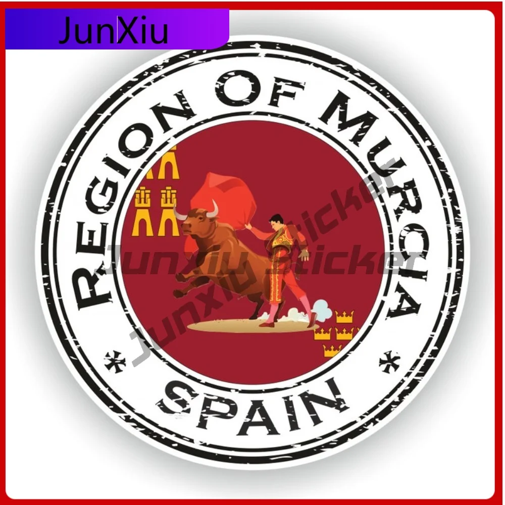 

Испания регион Мурции печать наклейка круглый флаг персонализированная виниловая наклейка водостойкий декор для мотоцикла внедорожник заднее лобовое стекло