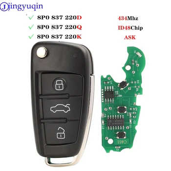Jingyuqin مفتاح السيارة عن بعد لأودي Q7 B7 Q3 A3 TT A2 A8 A6 A6L A4 S5 C5 C6 B6 A4L A5 Q5 S خط RS S1 S3 S4 8P 0837220 د 433 ميجا هرتز ID48