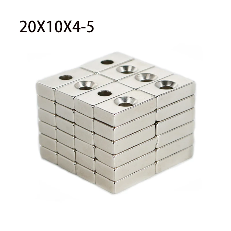 20x10x4-5 mm Magnet Block NdFeB Neodymium Magnet 20x10x4mm Hole 5mm N35 Super Powerful imanes Permanent Magnetic Aimant Imán